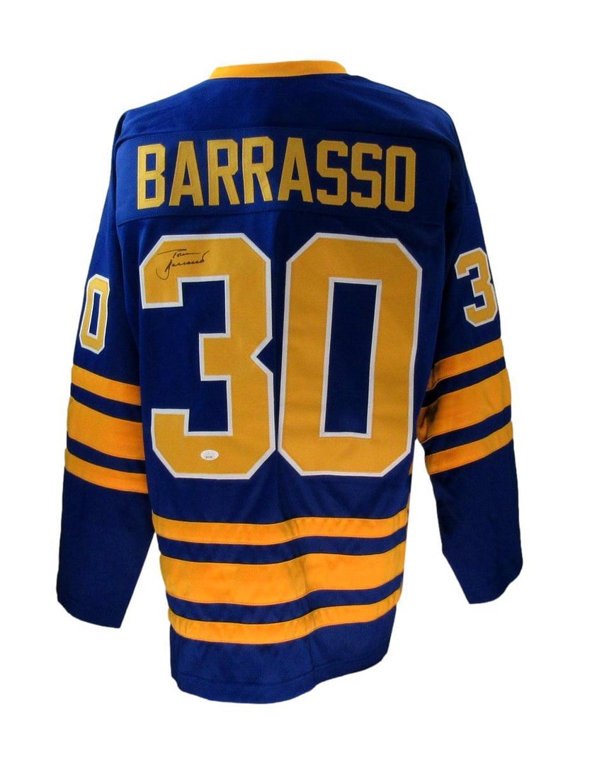 Tom Barrasso Autographed Buffalo Sabres Jersey JSA Authenticated XL: Tom Barrasso Autographed Buffalo Sabres Jersey JSA Authenticated XL Showcase your love for hockey with this Tom Barrasso Autographed Custom Hockey Jersey from the Buffalo Sabres. This original jersey,