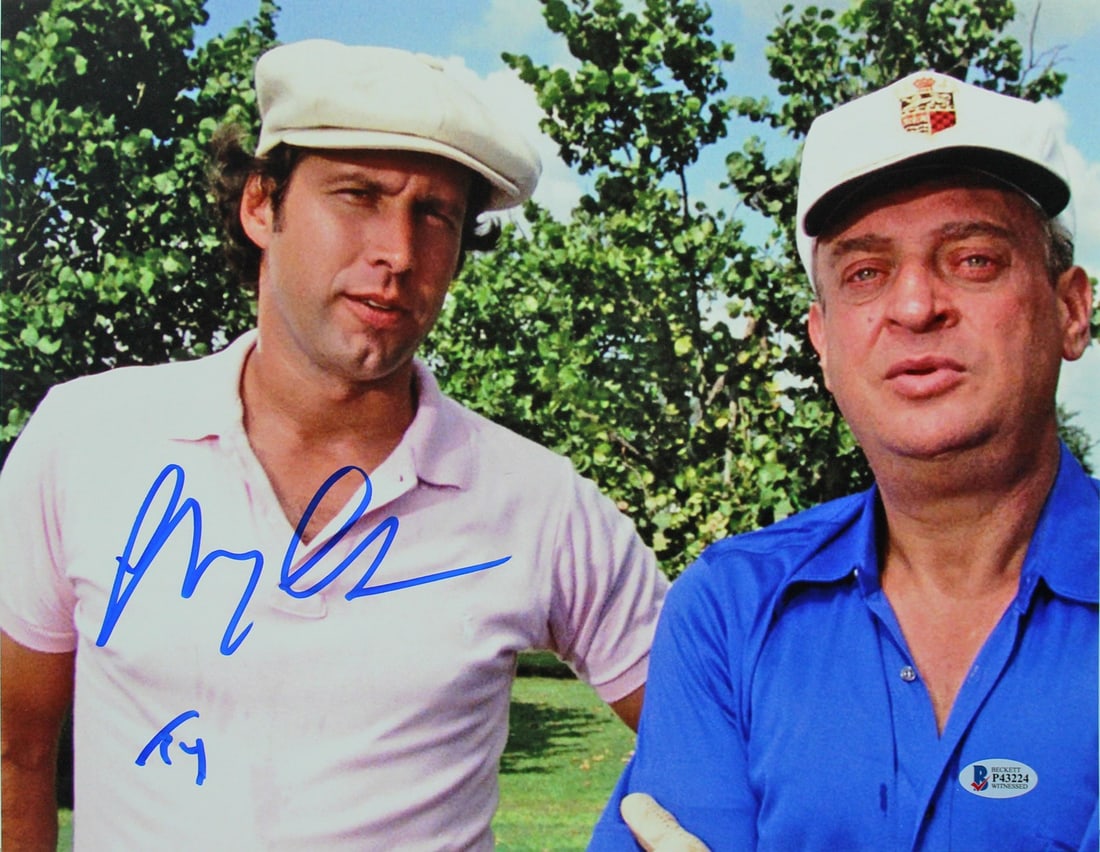 Beckett Witnessed 11x14 Caddyshack Photo Signed by Chevy Chase Ty Inscription: Beckett Witnessed 11x14 Caddyshack Photo Signed by Chevy Chase Ty Inscription Original 11x14 photograph from Caddyshack, personally signed by Chevy Chase and inscribed "Ty." This pre-owned piece inclu