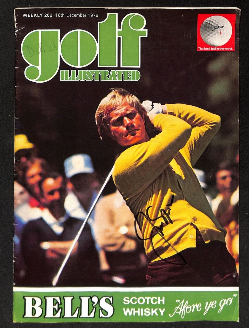 Jack Nicklaus Autographed British Golf Illustrated Magazine 12/16/1976 JSA Certified: Jack Nicklaus Autographed British Golf Illustrated Magazine 12/16/1976 JSA Certified This offering features a Jack Nicklaus autographed 12/16/1976 British Golf Illustrated Magazine, a must-have for an