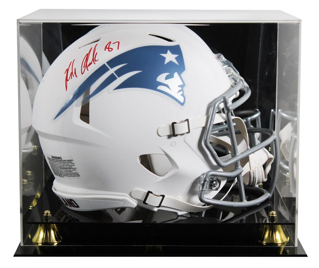 Rob Gronkowski autographed Patriots Rivalries Speed Proline helmet with case BAS: Rob Gronkowski autographed Patriots Rivalries Speed Proline helmet with case BAS Autographed full-size Speed Proline helmet featuring the New England Patriots Rivalries design, personally signed by Ro