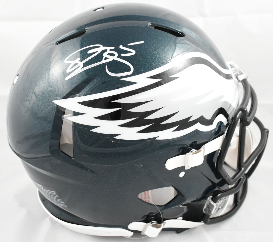 Philadelphia Eagles F S Speed Authentic Helmet Signed by Donovan McNabb BAS: Philadelphia Eagles F S Speed Authentic Helmet Signed by Donovan McNabb BAS Autographed Philadelphia Eagles full-size Speed Authentic helmet signed by Donovan McNabb. This football collectible include