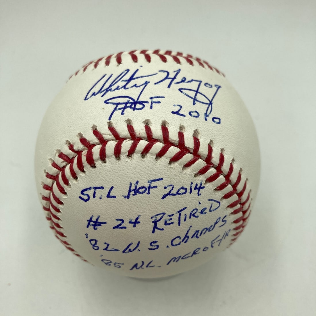 MLB baseball autographed by Whitey Herzog with inscriptions JSA COA (1 of 5)