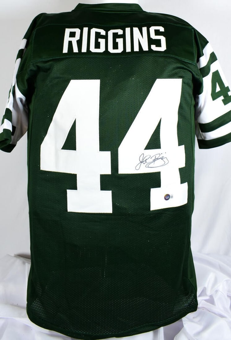 Signed John Riggins New York Jets Green Football Jersey Beckett BAS Hologram (1 of 3)
