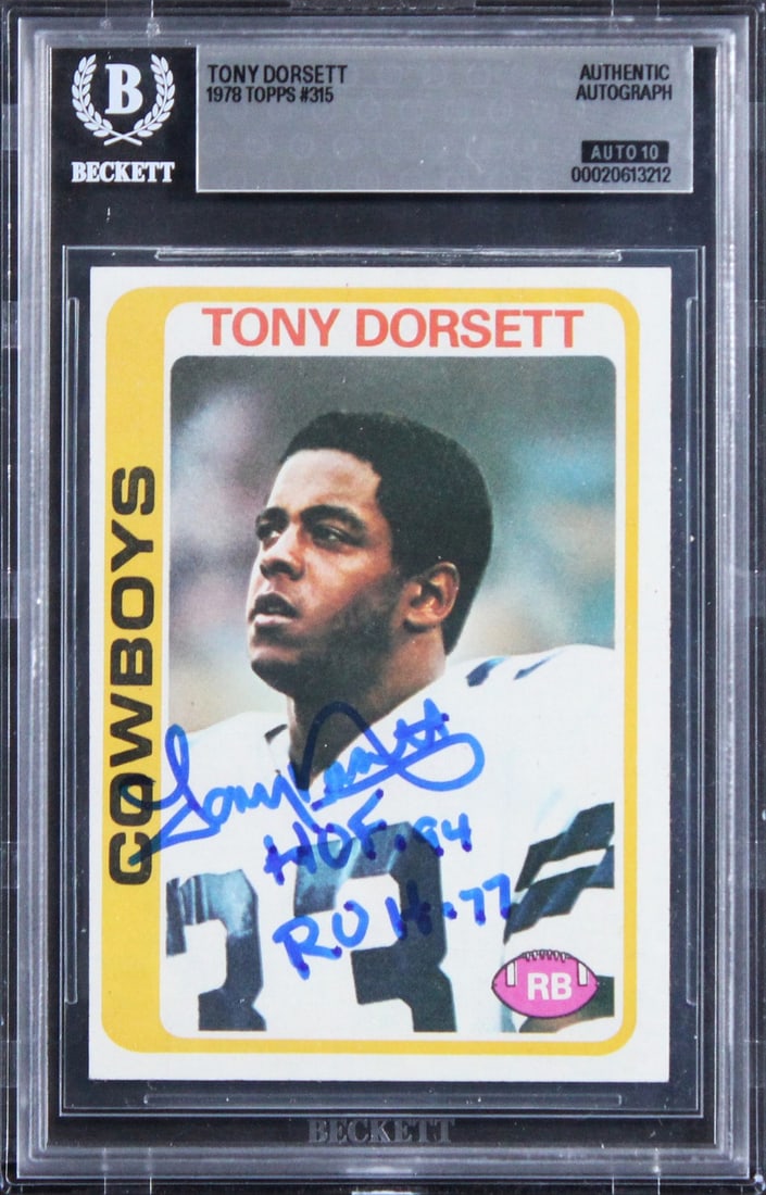Tony Dorsett autographed 1978 Topps #315 rookie card Beckett authenticated (1 of 2)