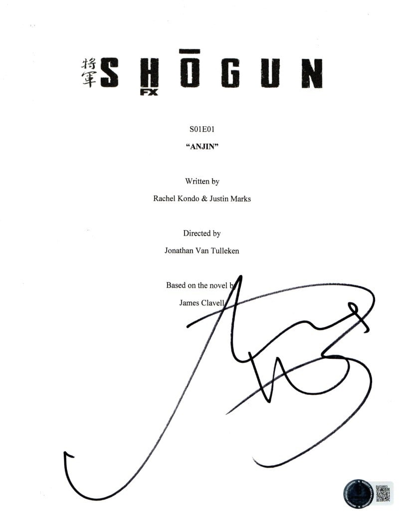 Autographed Shogun Script Cover Print by Anna Sawai as Toda Mariko Beckett Authenticated: Autographed Shogun Script Cover Print by Anna Sawai as Toda Mariko Beckett Authenticated This item is a print copy of a script cover from "Shogun," signed by Anna Sawai, who played Toda Mariko. The au