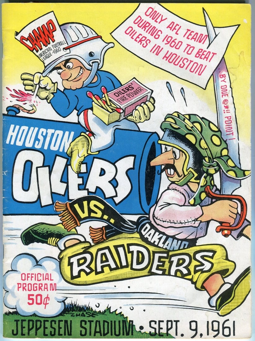 Official 1961 AFL Program Houston Oilers vs Oakland Raiders Sept 9 (1 of 10)