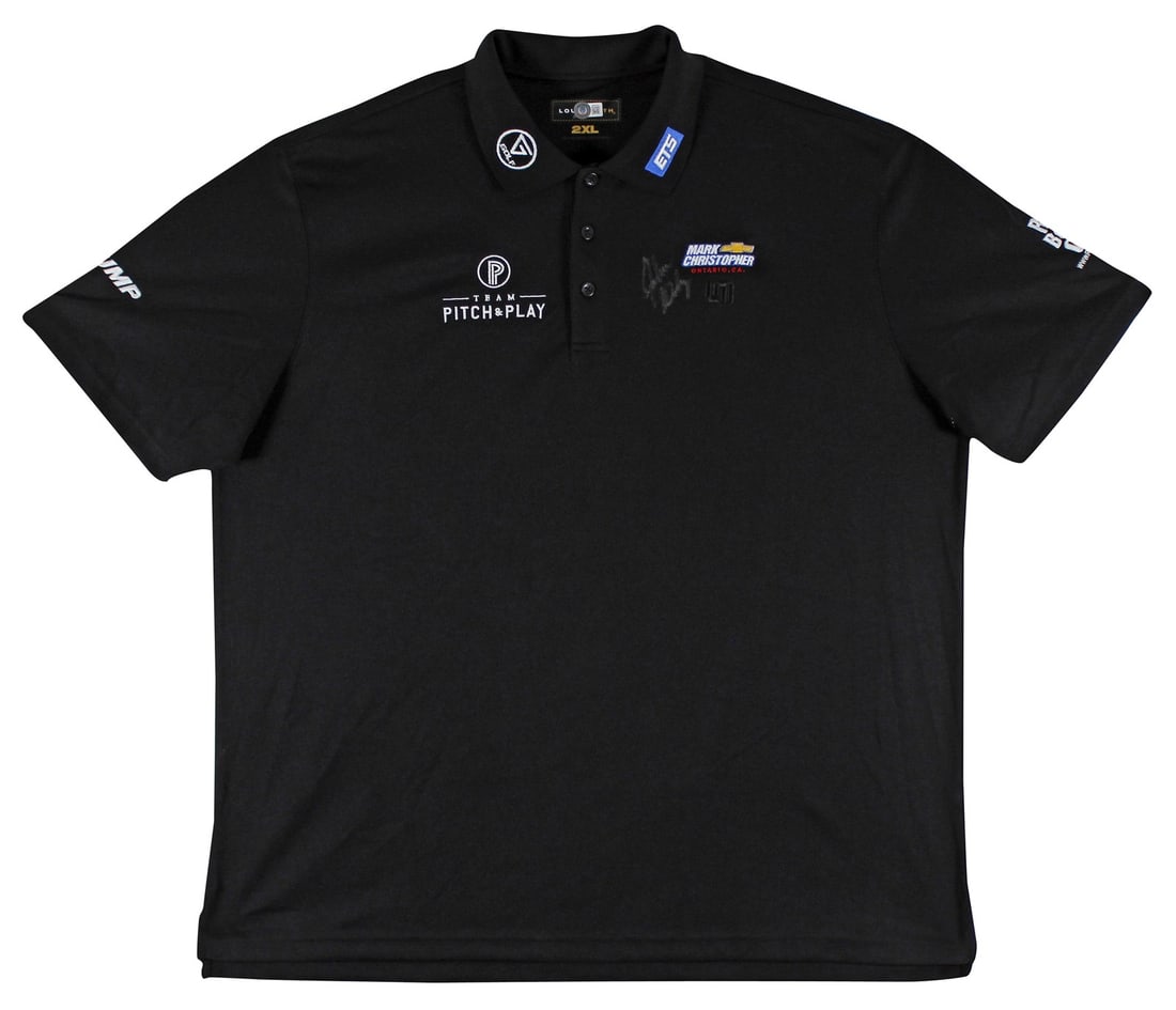 John Daly signed match worn Loudmouth golf polo BAS BK84774: John Daly signed match worn Loudmouth golf polo BAS BK84774 Authentic John Daly signed match-worn black Loudmouth golf polo shirt from his personal collection. This original XX-Large shirt is accompan
