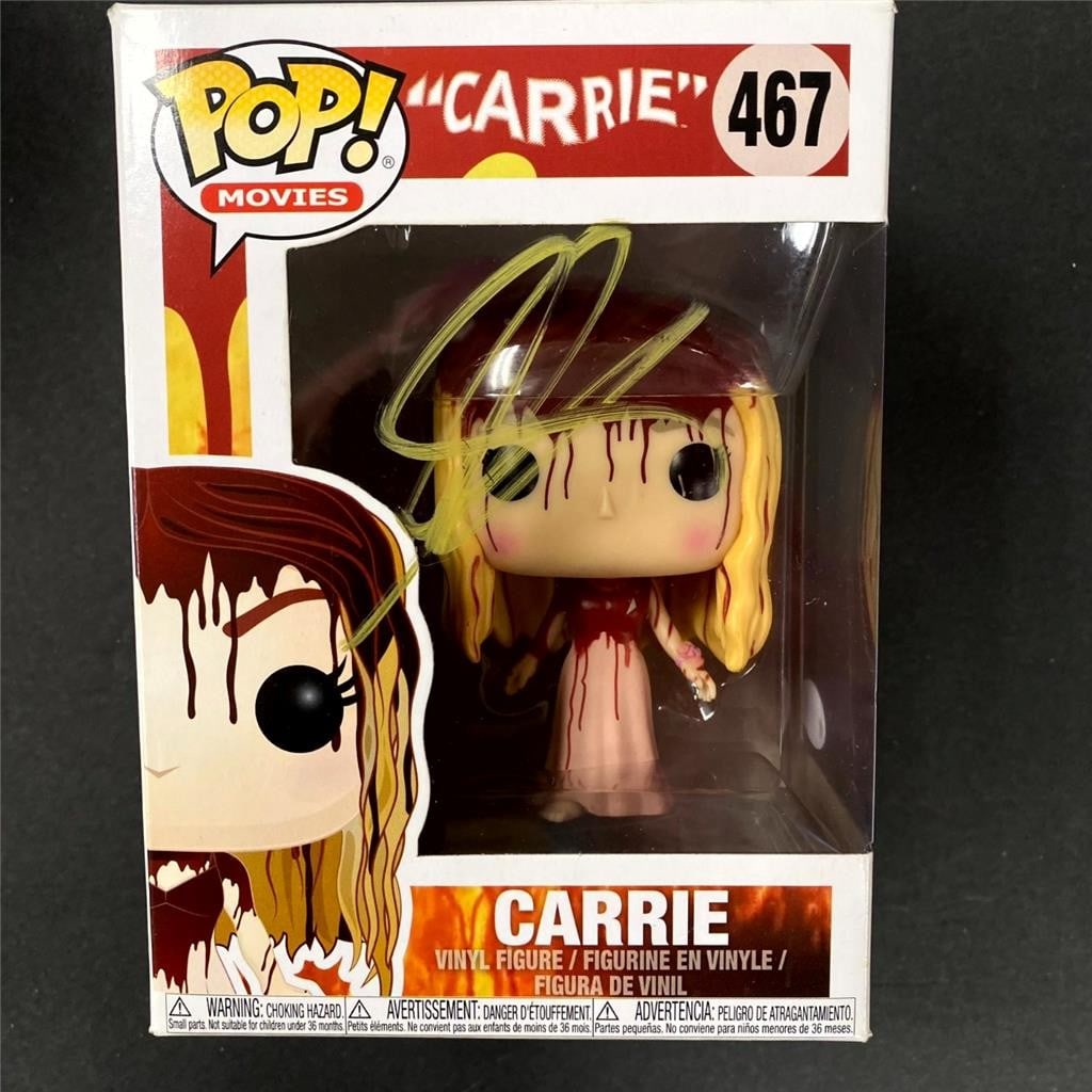 Funko Pop Carrie #467 Chloe Moretz autograph JSA: Funko Pop Carrie #467 Chloe Moretz autograph JSA This is a Funko Pop! #467 figure from the movie "Carrie," autographed by Chloe Moretz. The autograph has been authenticated by James Spence Authenticat