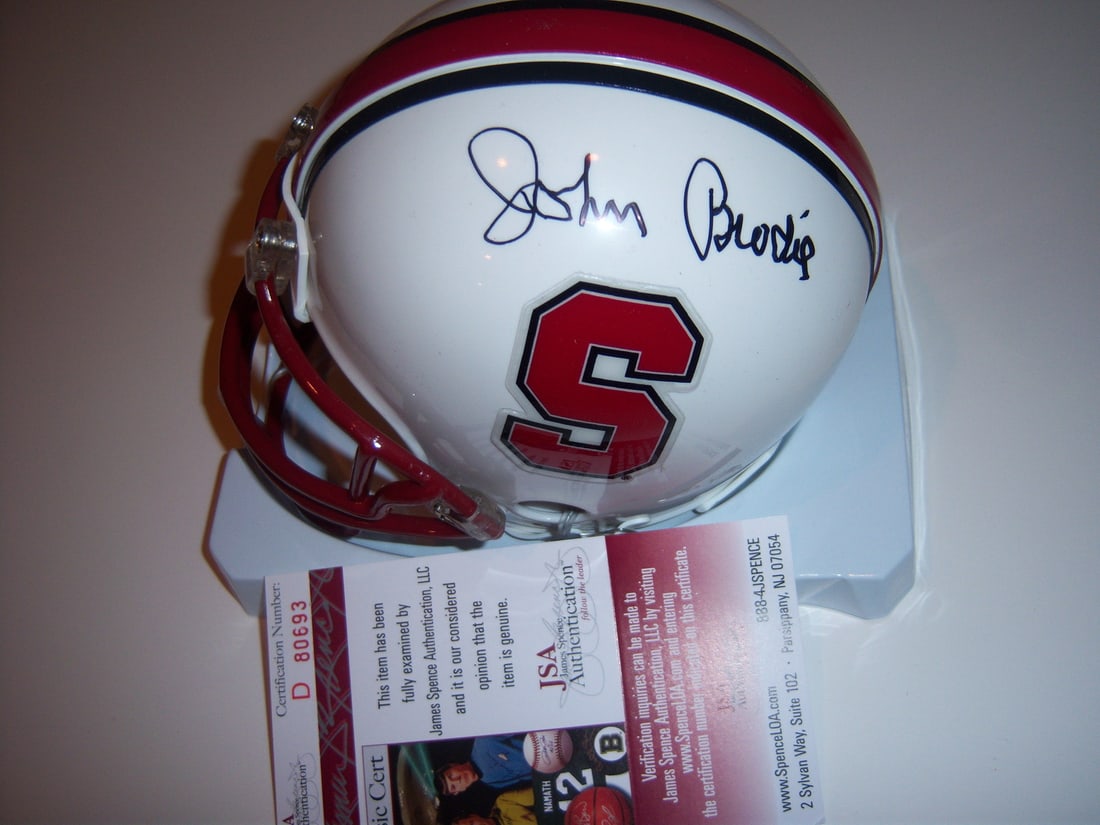 Signed Mini Helmet by John Brodie with JSA COA Stanford Cardinal (1 of 2)