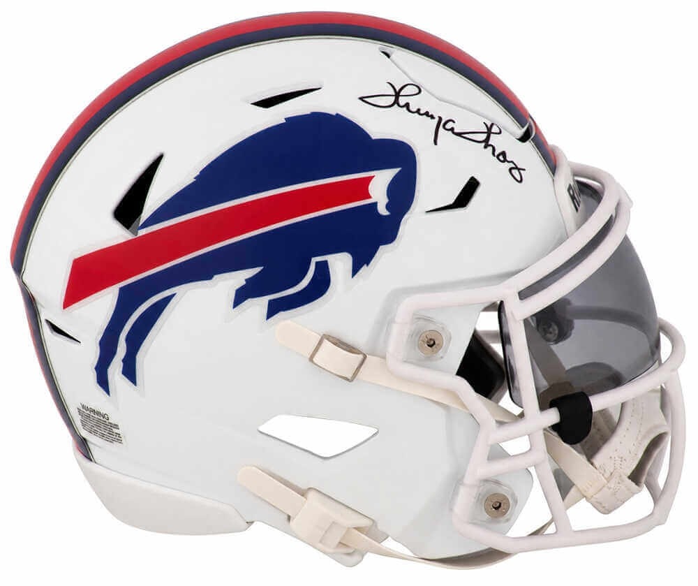 Buffalo Bills Riddell MIDI SpeedFlex Helmet Signed by Thurman Thomas: Buffalo Bills Riddell MIDI SpeedFlex Helmet Signed by Thurman Thomas Signed Buffalo Bills Riddell mid-size (MIDI) SpeedFlex helmet autographed by Thurman Thomas. This original football collectible is 