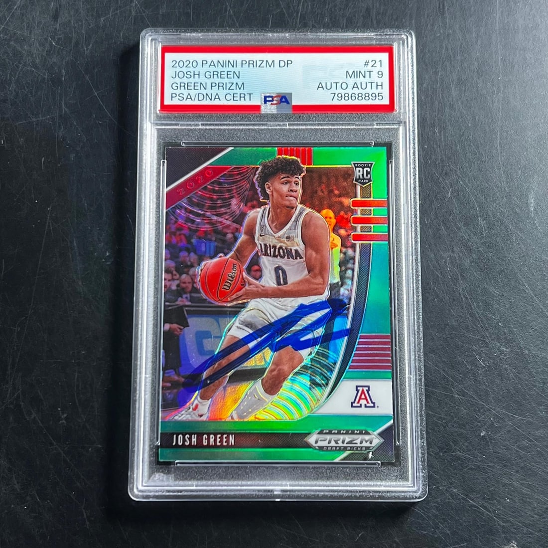 2020-21 Panini Prizm DP Green Prizm #21 Josh Green Signed PSA 9 Card (1 of 2)