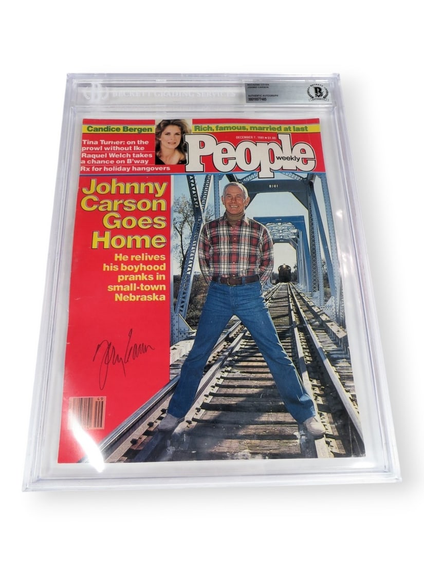 Slabbed Magazine Cover Autographed by Johnny Carson Beckett Authenticated (1 of 3)