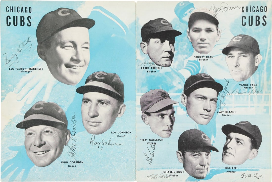 Chicago Cubs team signed 1938 World Series program 24 autographs PSA DNA (1 of 8)
