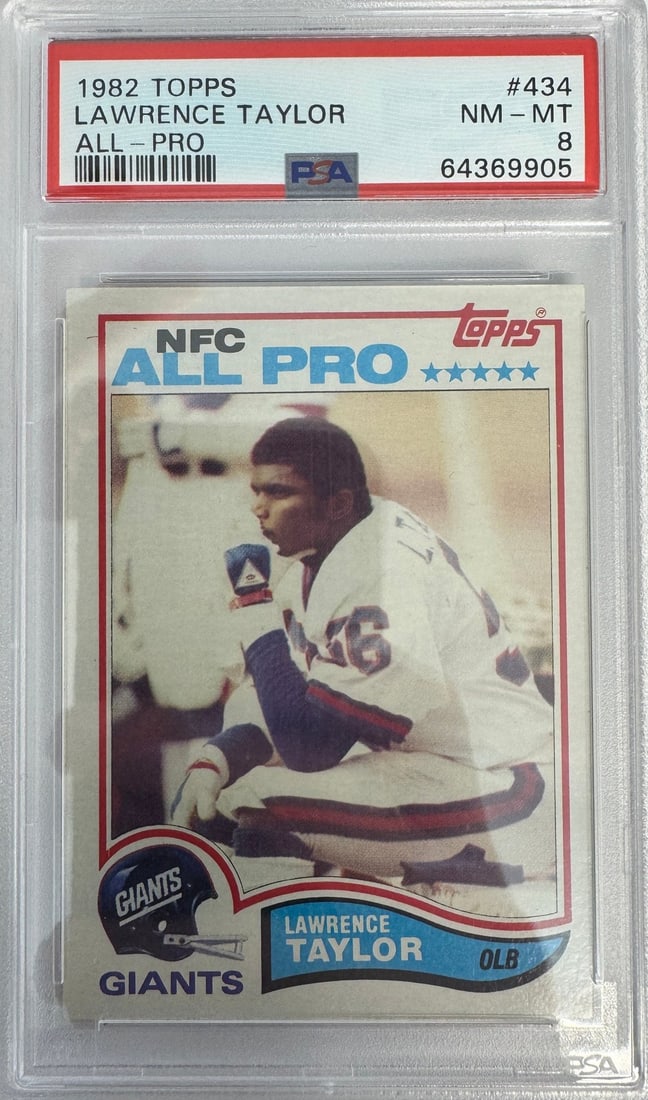 PSA 8 1982 Topps #434 Lawrence Taylor Rookie Football Card (1 of 2)
