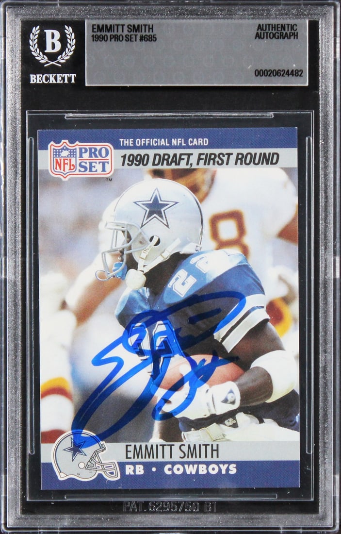 Emmitt Smith Signed 1990 Pro Set #685 Rookie Card Beckett Authenticated (1 of 2)