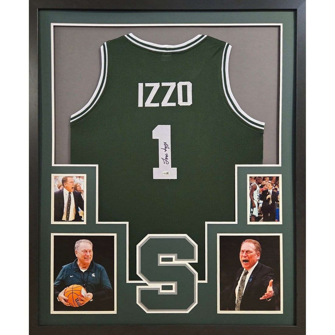 Beckett Authenticated Tom Izzo Autographed Framed MSU Jersey (1 of 2)