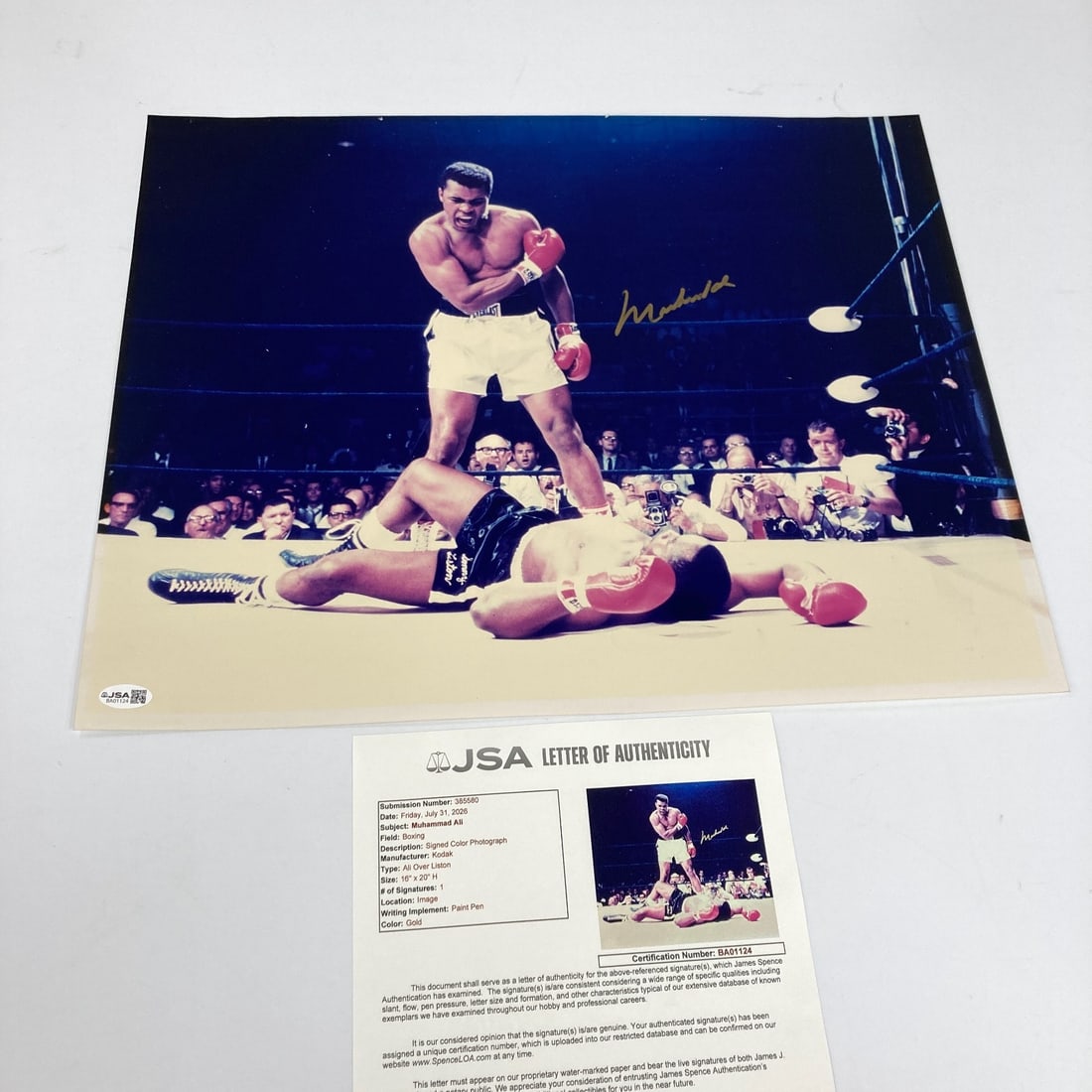 16x20 Autographed Muhammad Ali vs Sonny Liston Photo JSA Certified (1 of 9)