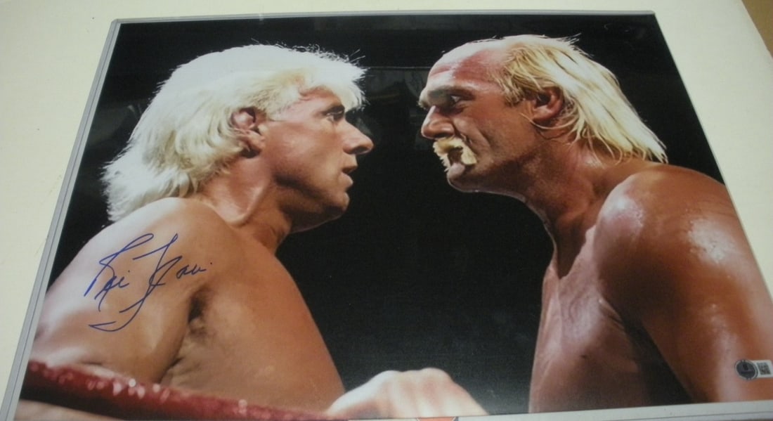 Signed 16x20 Wrestling Photo Ric Flair Nature Boy Beckett COA: Signed 16x20 Wrestling Photo Ric Flair Nature Boy Beckett COA This is an original 16x20 photo featuring Ric Flair, known as "The Nature Boy." The photo is signed and comes with Beckett/COA authenticat
