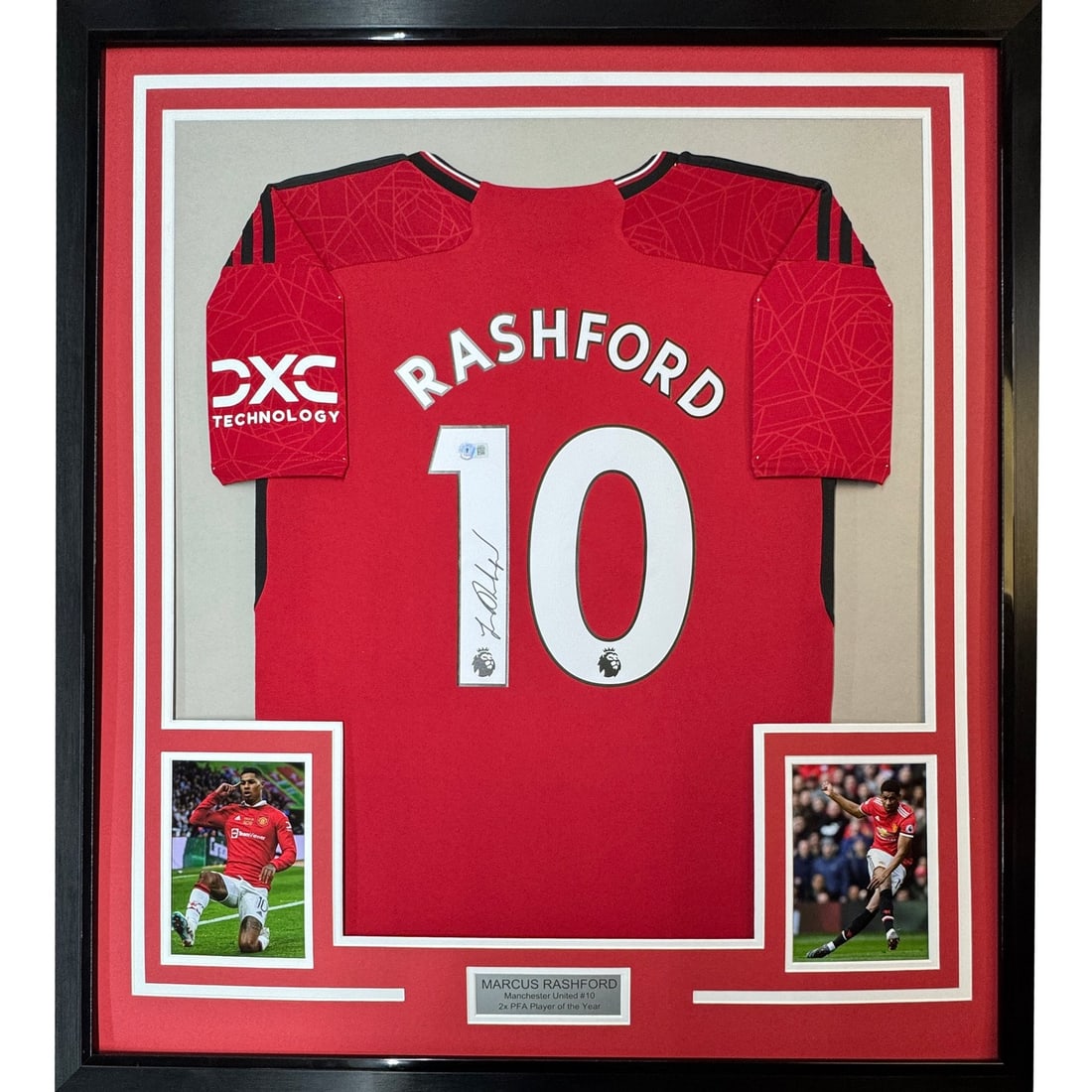 Marcus Rashford signed framed Manchester United jersey Beckett COA 35x39 (1 of 2)