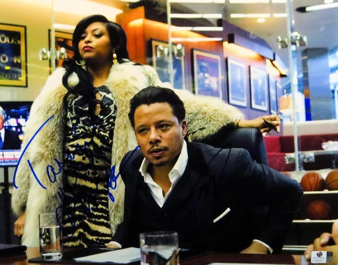 11X14 Empire Photo Signed by Terrence Howard and Taraji P Henson GAI: 11X14 Empire Photo Signed by Terrence Howard and Taraji P Henson GAI Original 11x14 photograph from Empire, signed by Terrence Howard and Taraji P. Henson. This pre-owned piece is authenticated by Glo
