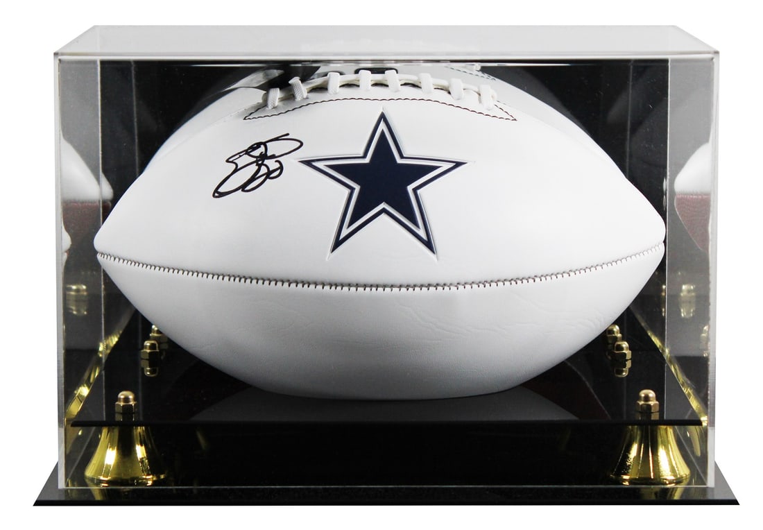 Emmitt Smith autographed Franklin logo football with acrylic display case BAS (1 of 5)