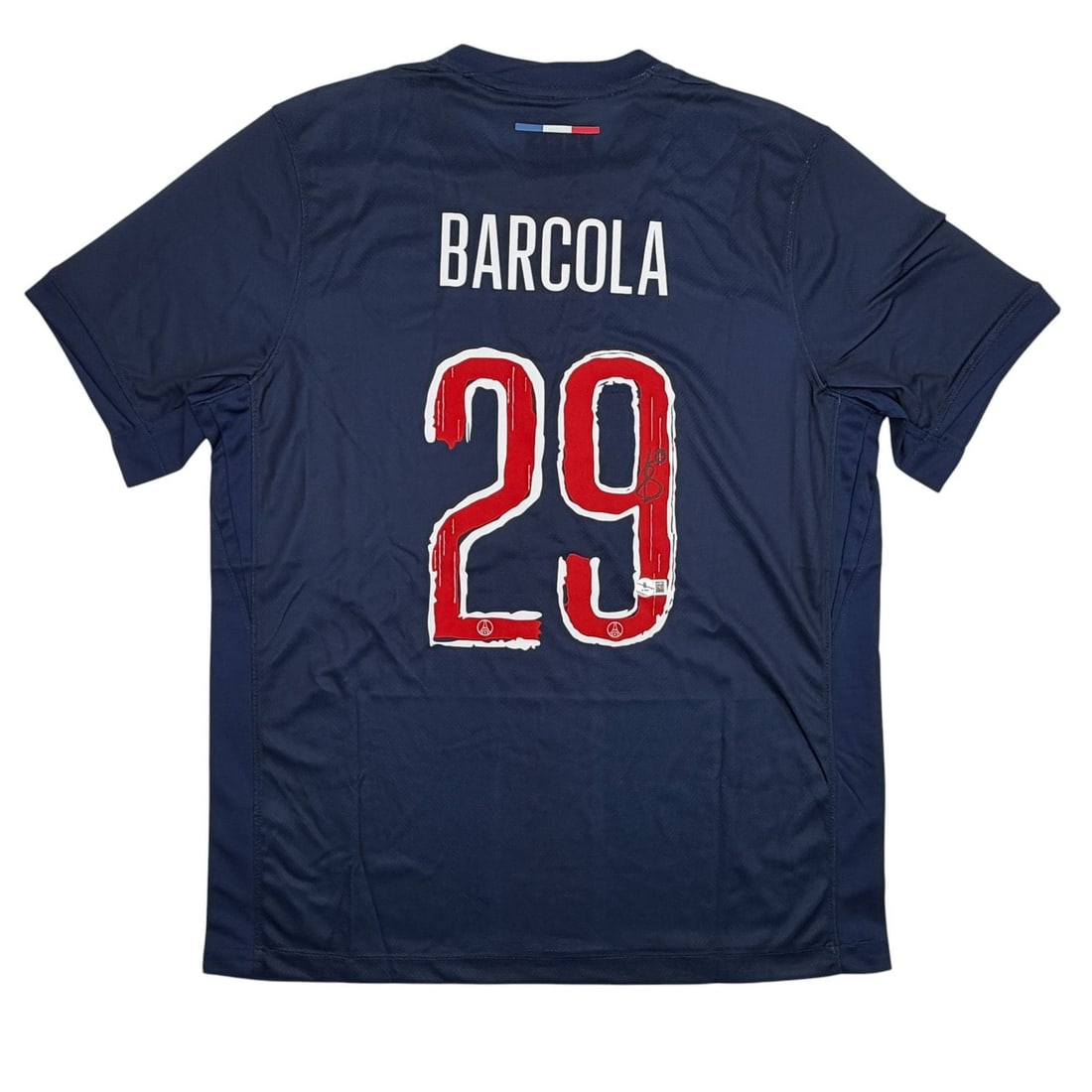 Bradley Barcola Signed Paris Saint-Germain Soccer Jersey Beckett COA: Bradley Barcola Signed Paris Saint-Germain Soccer Jersey Beckett COA Pre-owned blue Paris Saint-Germain soccer jersey signed by Bradley Barcola. This original autographed jersey comes with third-party
