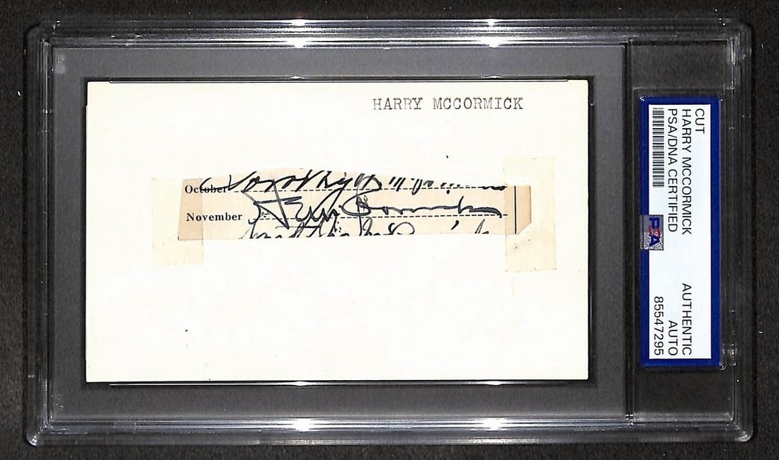 PSA DNA Authenticated Harry McCormick Autograph Cut 3x5 Index Card Giants: PSA DNA Authenticated Harry McCormick Autograph Cut 3x5 Index Card Giants Original Harry McCormick signed cut on a 3x5 index card, associated with the New York Giants. The autograph is authenticated b