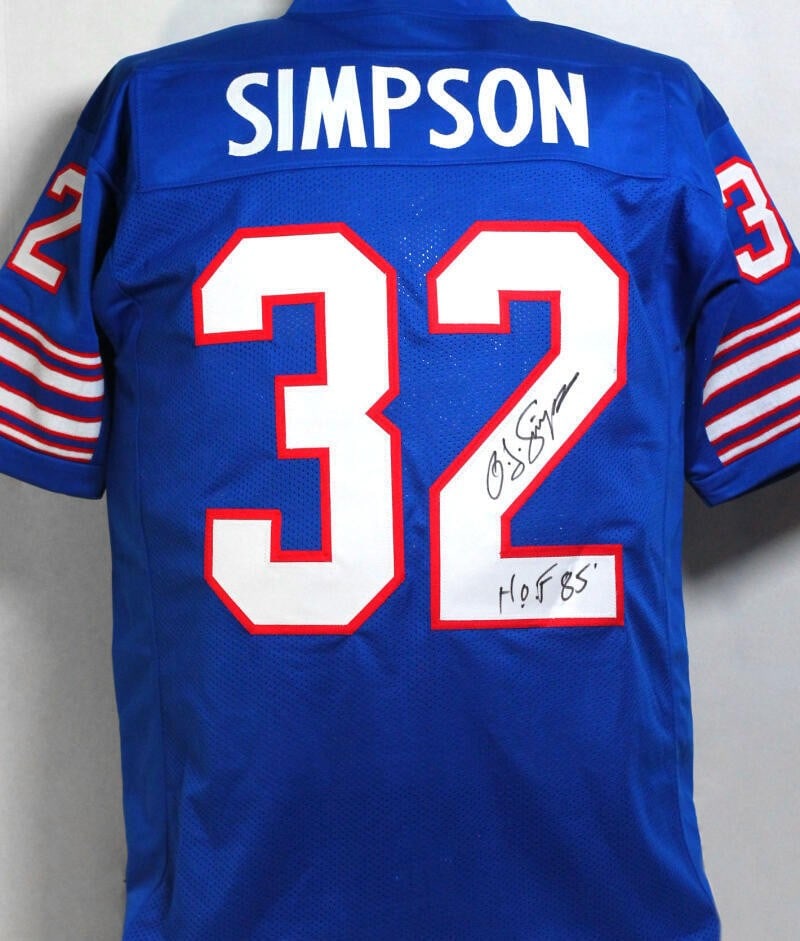 Buffalo Bills Blue Pro Style Jersey Signed by O J Simpson JSA Auth (1 of 9)