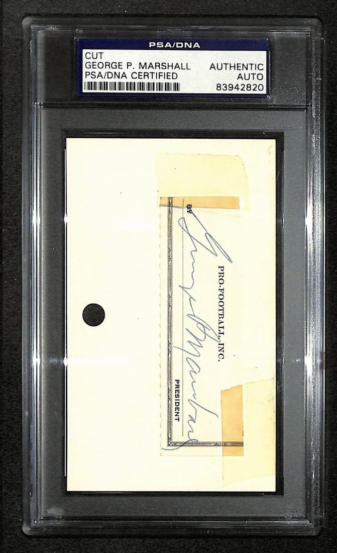 PSA DNA George P Marshall Redskins HOF Autograph Cut (1 of 2)