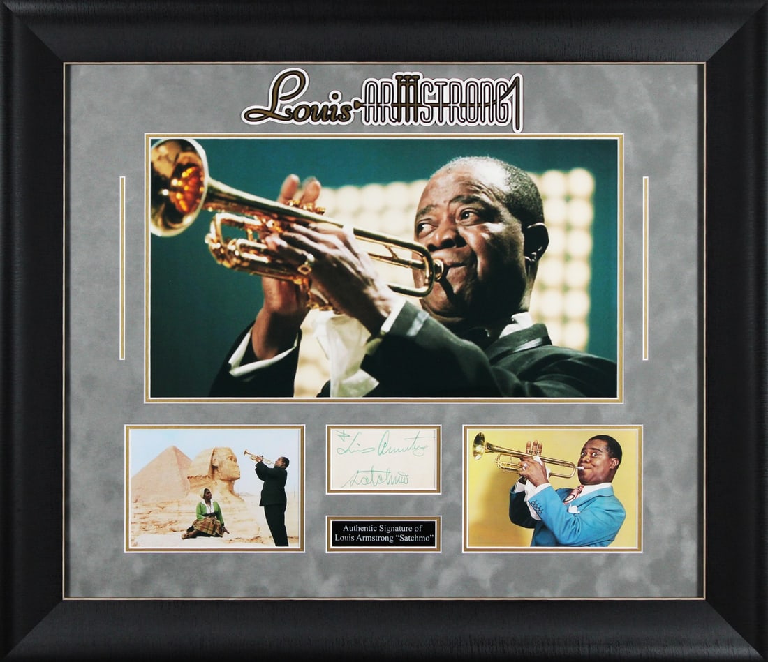 Framed Louis Armstrong Satchmo Cut Signature Beckett Authenticated (1 of 3)