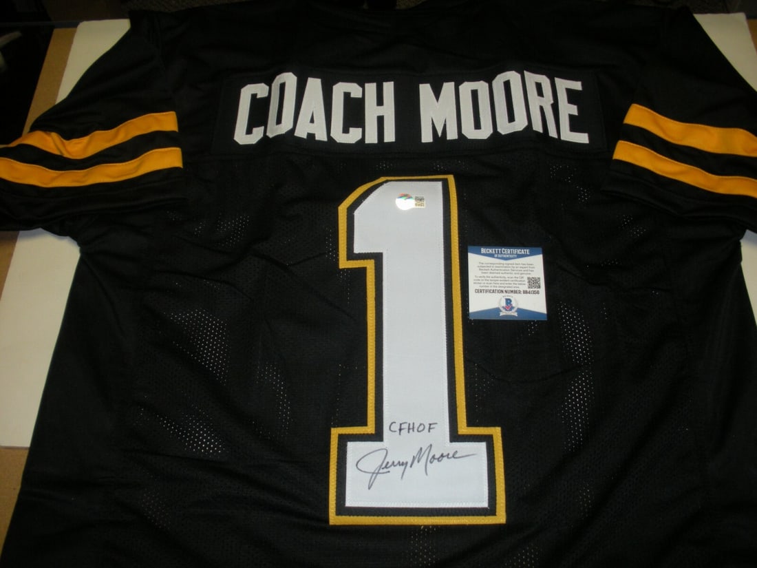 Jerry Moore Signed Appalachian Mountaineers Jersey with Beckett COA (1 of 2)