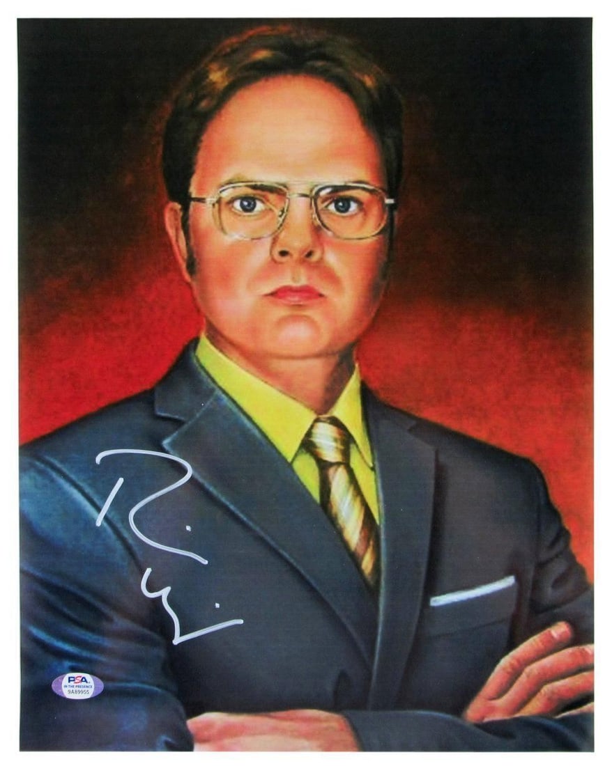 Signed 11x14 Photo of Rainn Wilson as Dwight Schrute PSA DNA: Signed 11x14 Photo of Rainn Wilson as Dwight Schrute PSA DNA Original 11x14 photo signed by Rainn Wilson, featuring Dwight Schrute from The Office. This pre-owned piece is authenticated by PSA/DNA and