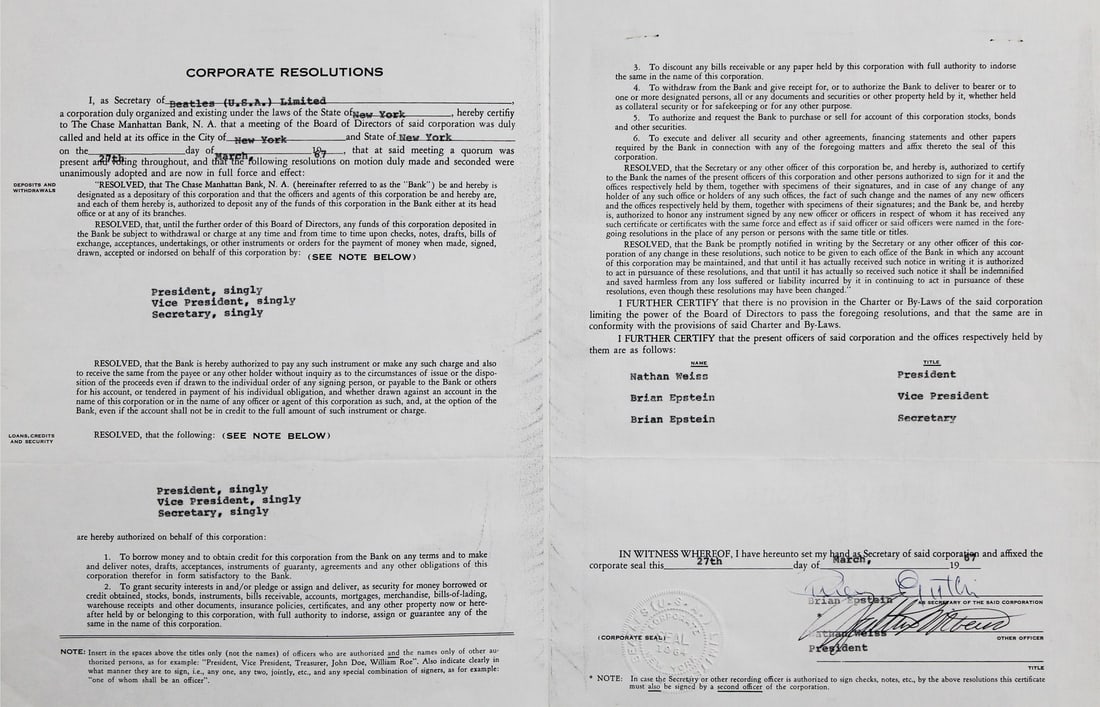 Brian Epstein Signed 1967 Beatles Contract 4 Pages BAS Authenticated (1 of 6)