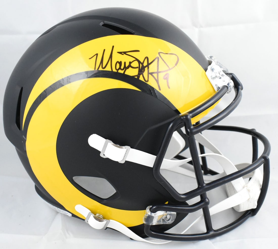 Rams Full Size Speed Rivalries Helmet Signed by Matthew Stafford with Beckett Hologram: Rams Full Size Speed Rivalries Helmet Signed by Matthew Stafford with Beckett Hologram This is a pre-owned Los Angeles Rams full-size Rivalries Speed helmet autographed by Matthew Stafford. The helmet