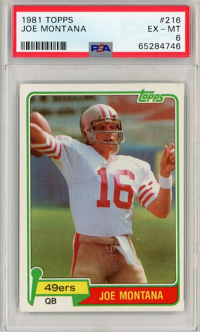 PSA 6 Joe Montana 1981 Topps #216 Rookie Football Card (1 of 2)