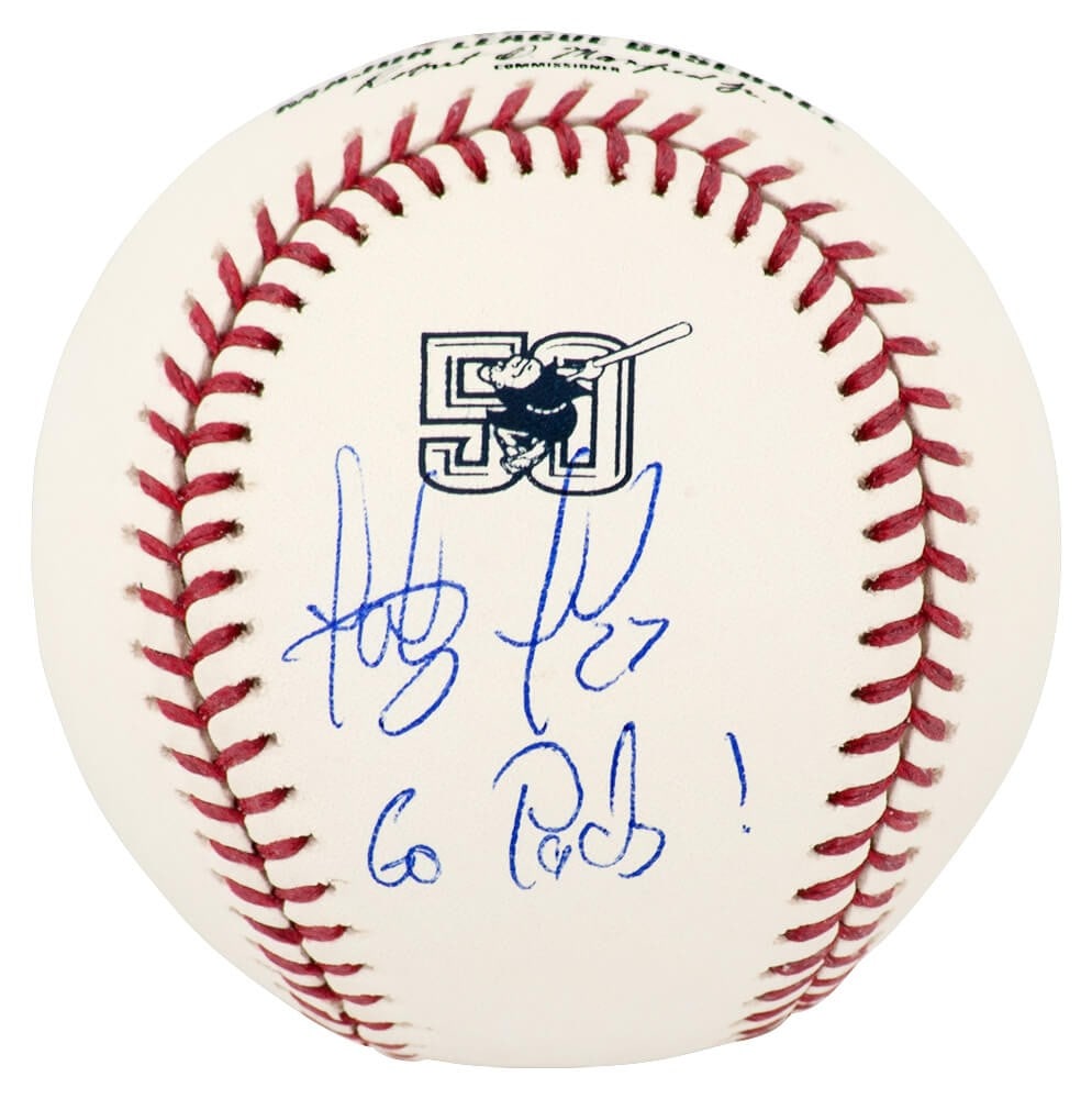 Rawlings Padres 50th Anniversary Logo Baseball Signed by Fernando Tatis Jr JSA: Rawlings Padres 50th Anniversary Logo Baseball Signed by Fernando Tatis Jr JSA Signed Rawlings San Diego Padres 50th anniversary logo baseball autographed by Fernando Tatis Jr. and inscribed "Go Pods.