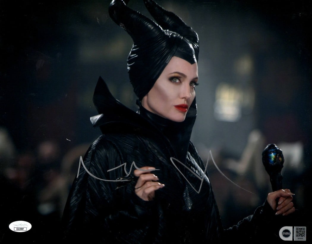 Angelina Jolie autographed Maleficent 11X14 photograph JSA authenticated: Angelina Jolie autographed Maleficent 11X14 photograph JSA authenticated Original 11x14 signed photograph of Angelina Jolie from Maleficent. The autograph is authenticated by James Spence (JSA). Pre-o