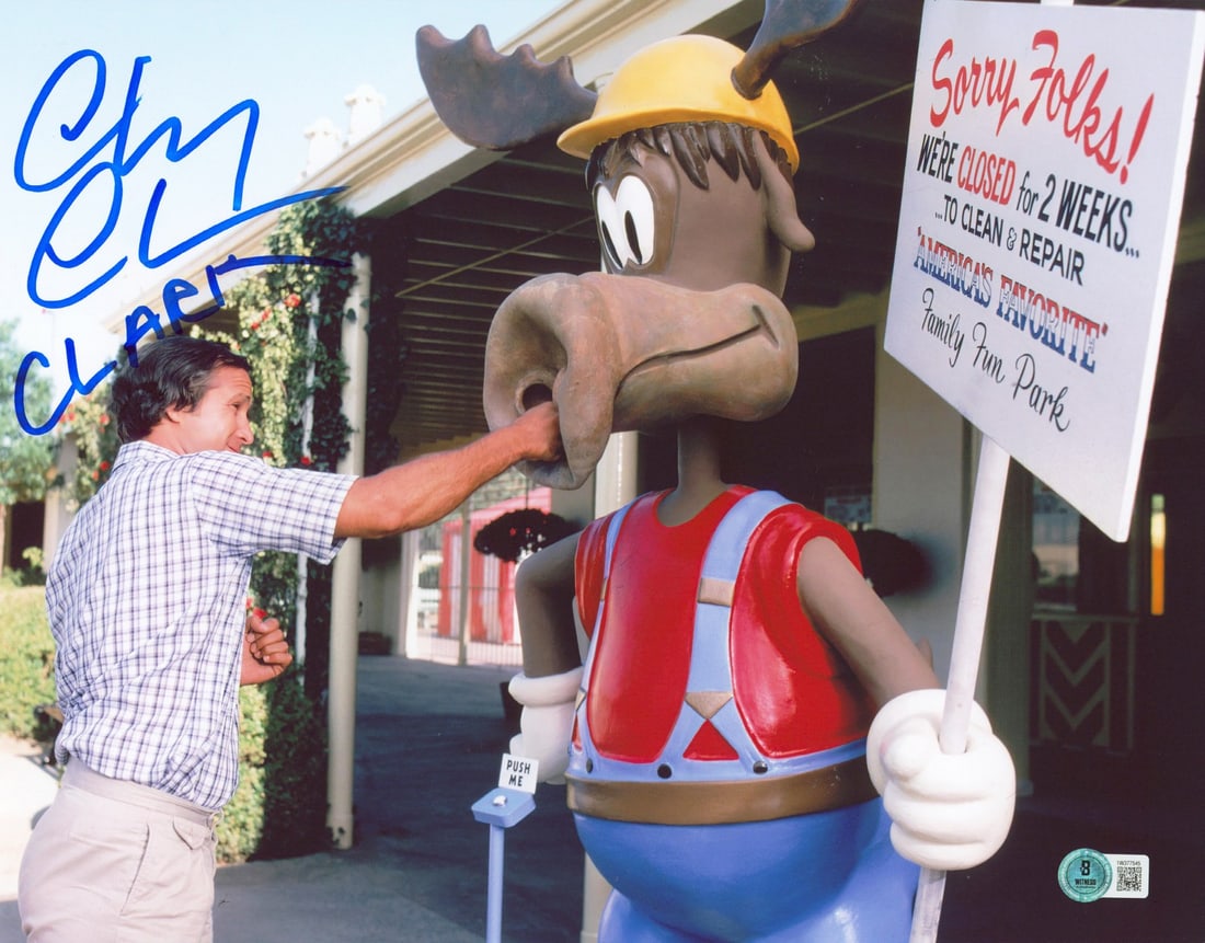 Beckett Witnessed 11x14 Original Photo Signed by Chevy Chase Clark Inscription (1 of 3)