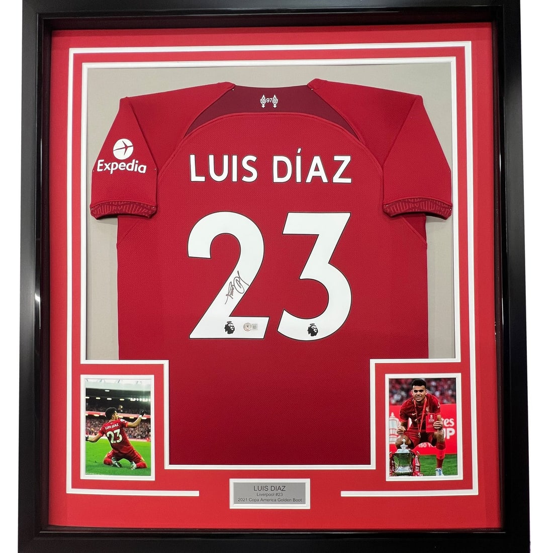 Luis Diaz signed Liverpool framed red jersey 35x39 Beckett COA (1 of 2)