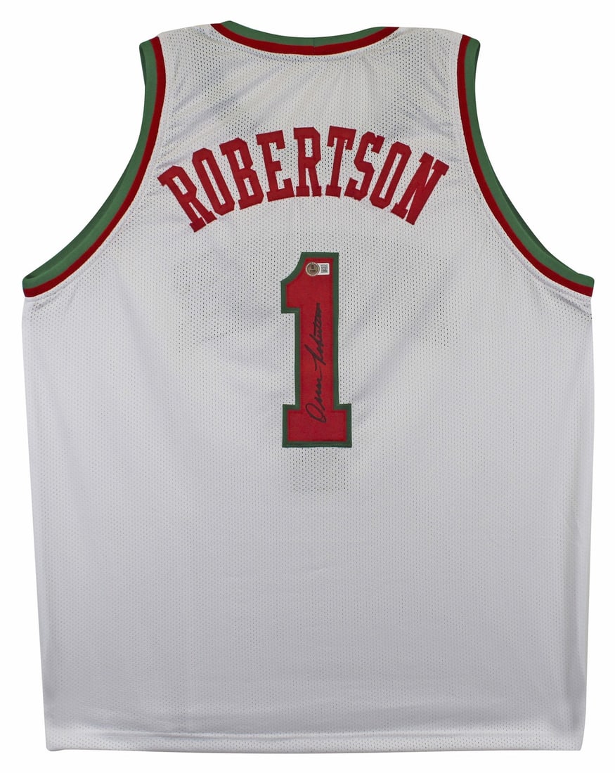 Beckett Witnessed Oscar Robertson Signed Milwaukee Bucks White Jersey (1 of 2)