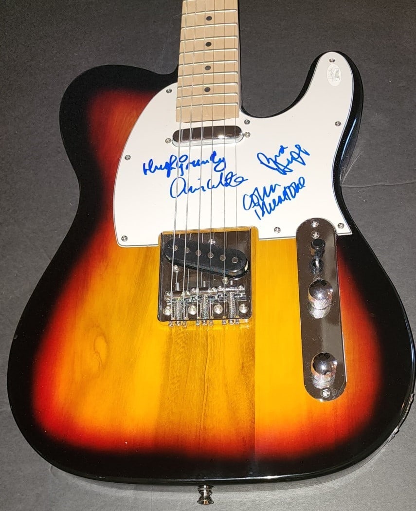JSA Certified Electric Guitar Signed by The Zombies Blunstone Argent White Grundy: JSA Certified Electric Guitar Signed by The Zombies Blunstone Argent White Grundy Original autographed electric guitar signed by members of The Zombies. Signatures include Colin Blunstone, Rod Argent,