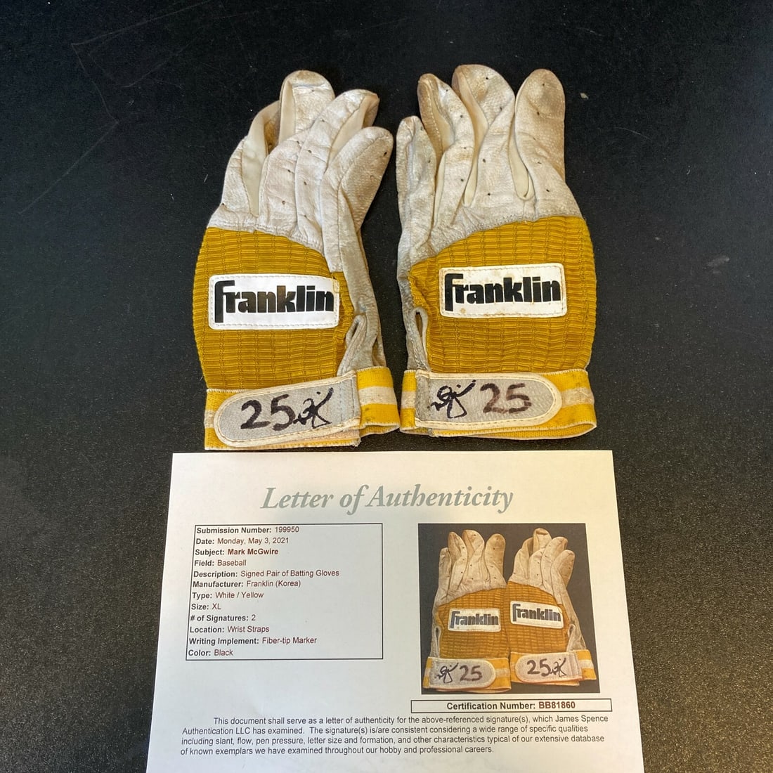 Pair of 1980s Game Used Batting Gloves Signed by Mark McGwire JSA COA (1 of 8)