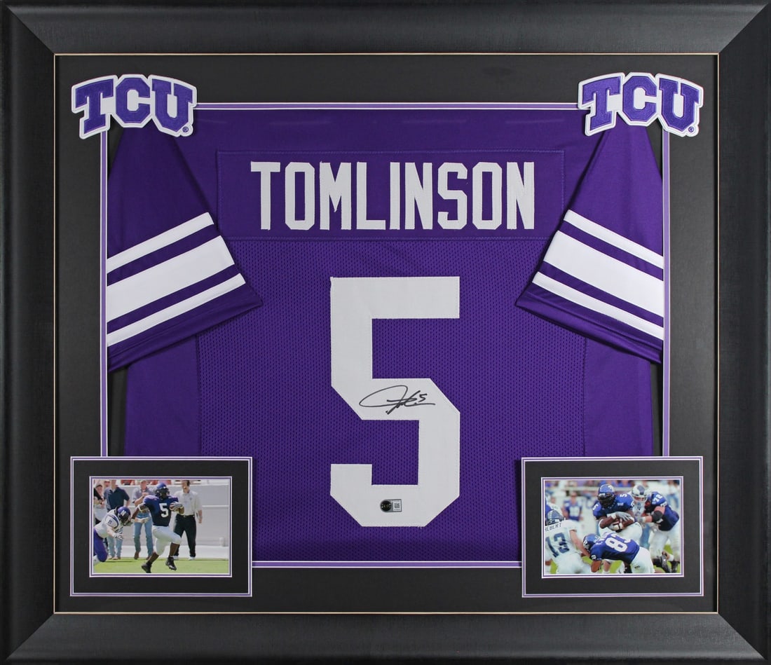 Framed LaDanian Tomlinson Signed TCU Purple Pro Style Jersey Beckett Authenticated (1 of 2)