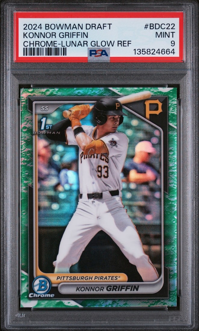 PSA 9 Konnor Griffin BDC22 Chrome Lunar Glow Refractor Rookie Card (1 of 2)