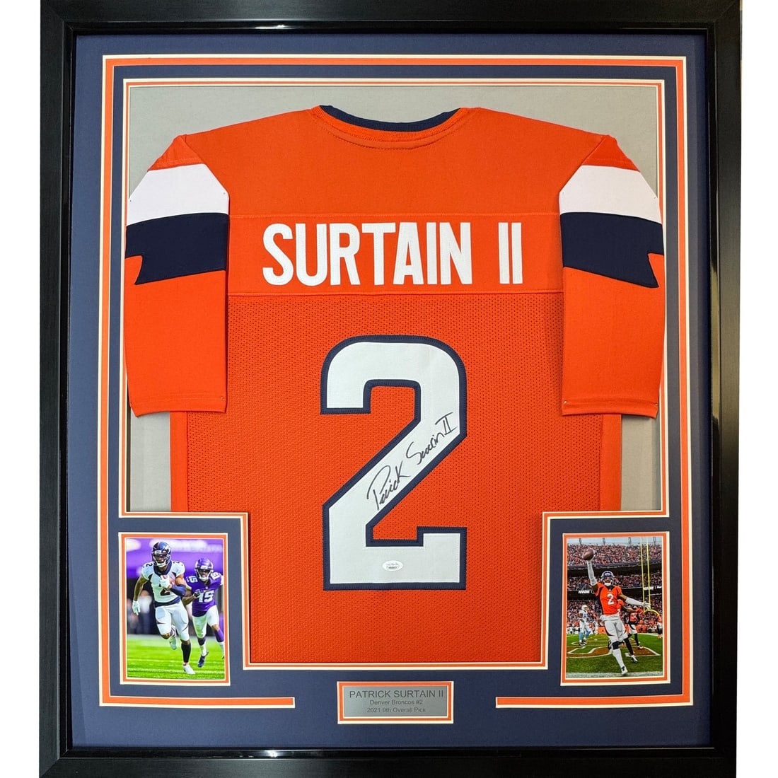 35x39 Framed Patrick Surtain II Signed Broncos Orange Jersey JSA (1 of 2)