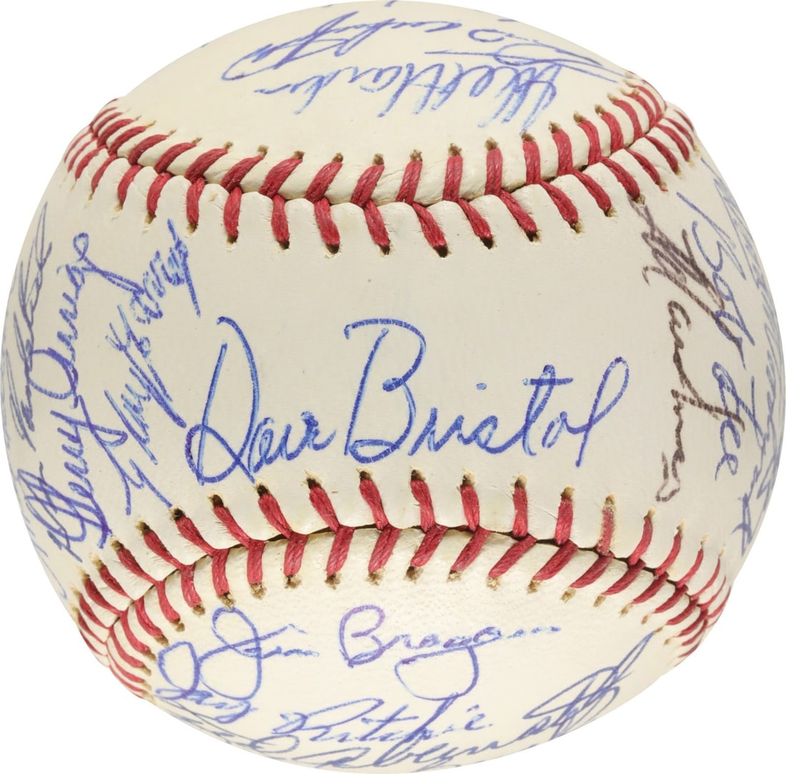 PSA 1968 Cincinnati Reds team signed baseball with Johnny Bench rookie autograph (1 of 7)