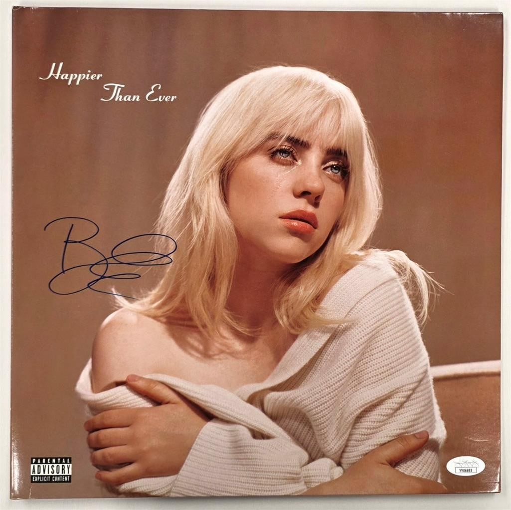 Autographed Billie Eilish Happier Than Ever LP Cover JSA Original (1 of 7)