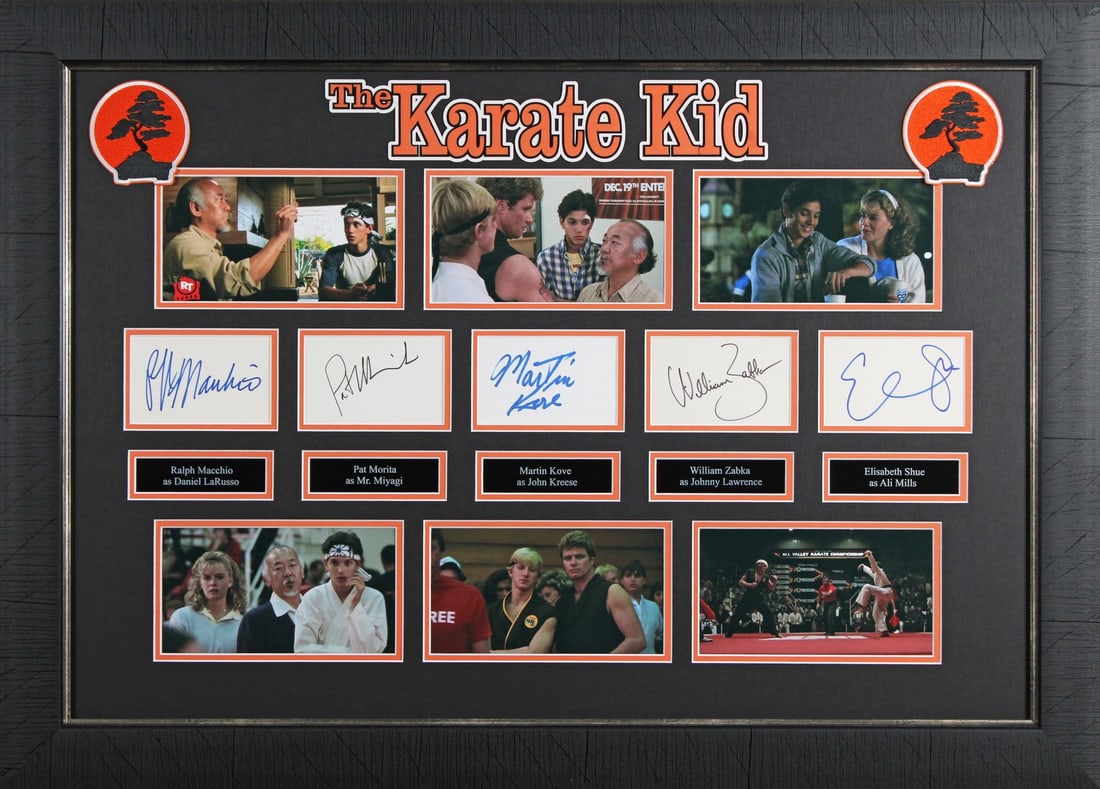 Framed Karate Kid cast signed photo display Beckett authenticated (1 of 5)
