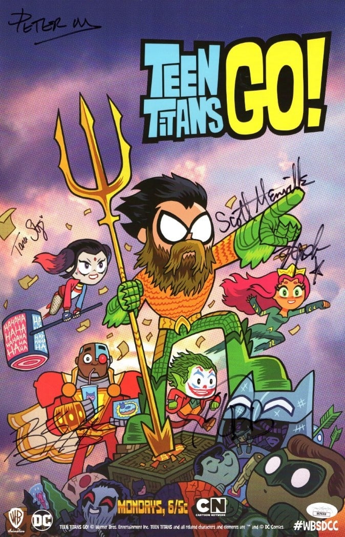 11X17 Teen Titans Go Poster Signed by 6 Cast Members JSA (1 of 2)