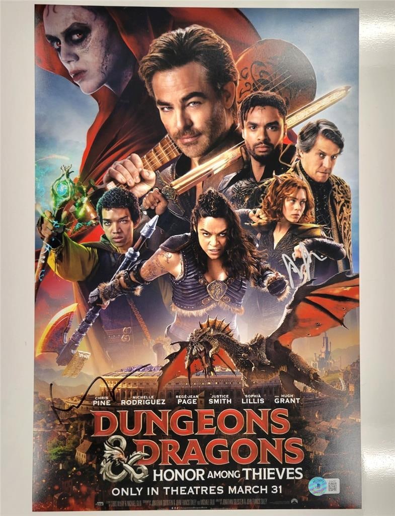 Beckett BAS authenticated 11x17 Dungeons and Dragons photo signed by Sophia Lillis Hugh Grant (1 of 3)